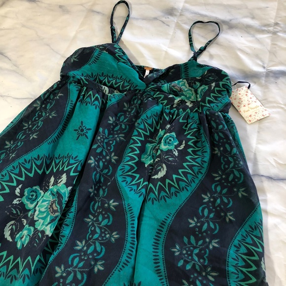 Free People Eternal Spring Teal Babydoll Dress - Picture 3 of 8